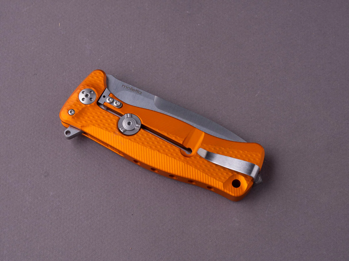 lionSTEEL - SOLID Folding Knife - SR22 - Sleipner - 75mm - Frame Lock - Orange Aluminum - Image 3