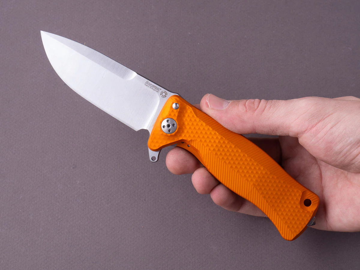 lionSTEEL - SOLID Folding Knife - SR22 - Sleipner - 75mm - Frame Lock - Orange Aluminum - Image 5