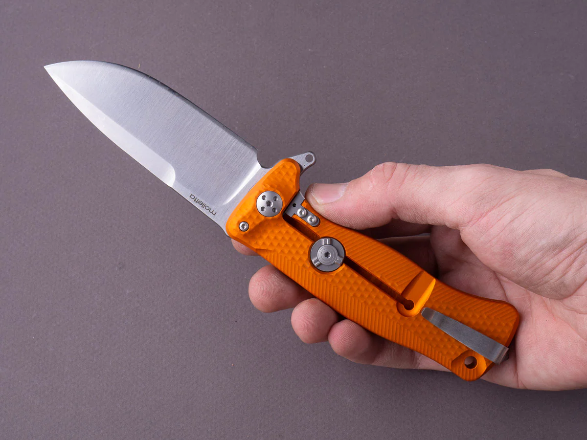 lionSTEEL - SOLID Folding Knife - SR22 - Sleipner - 75mm - Frame Lock - Orange Aluminum - Image 6