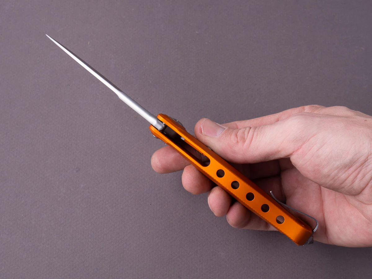 lionSTEEL - SOLID Folding Knife - SR22 - Sleipner - 75mm - Frame Lock - Orange Aluminum - Image 7