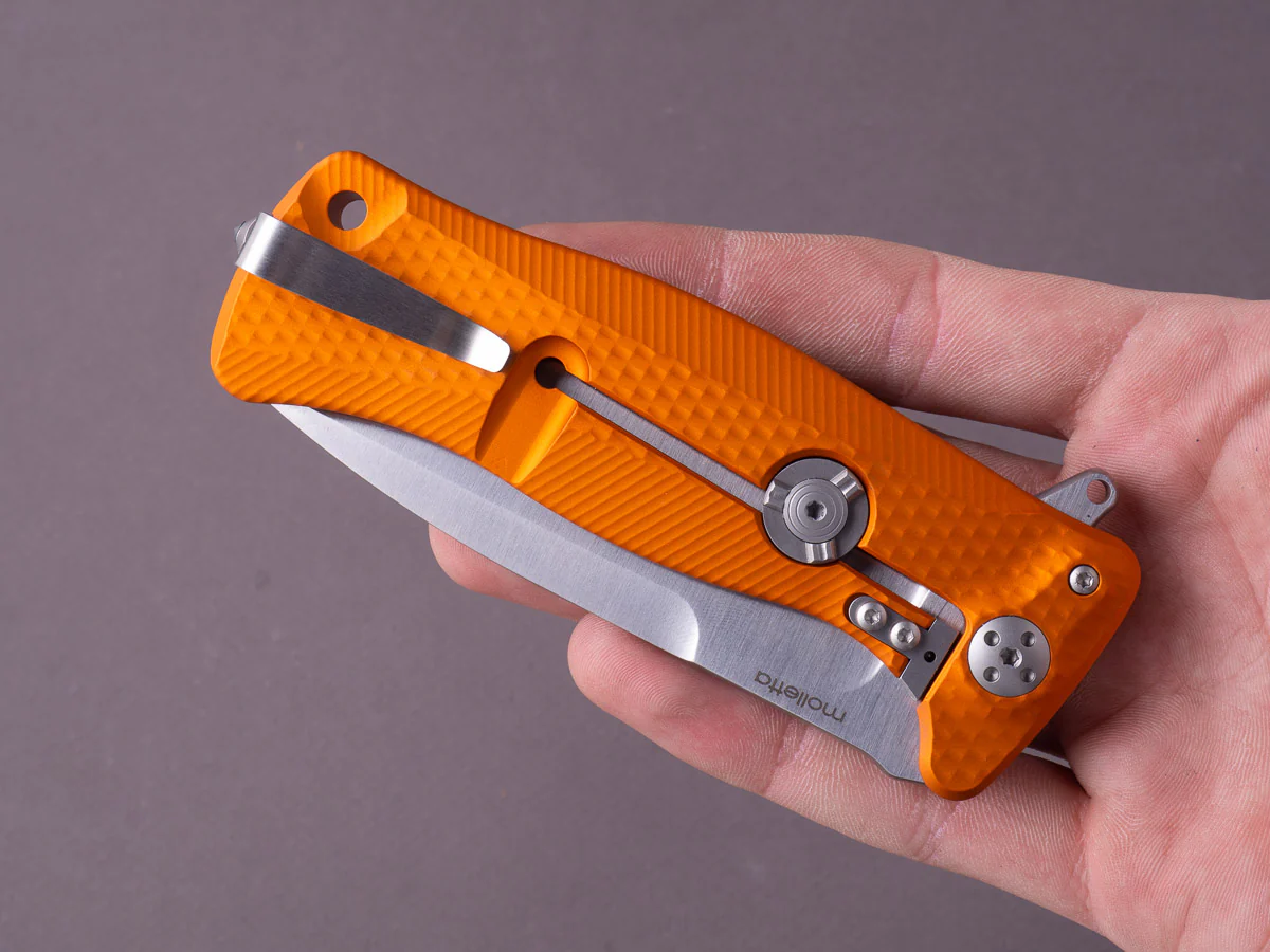 lionSTEEL - SOLID Folding Knife - SR22 - Sleipner - 75mm - Frame Lock - Orange Aluminum - Image 8
