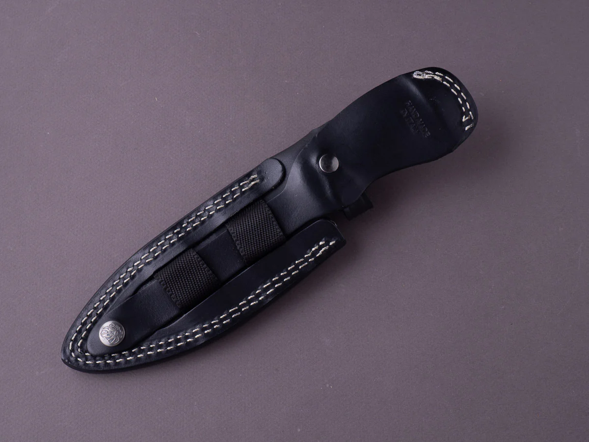 lionSTEEL - Fixed Blade - T5 - Niolox - 125mm - Green Canvas Handle - Leather Sheath - Image 5