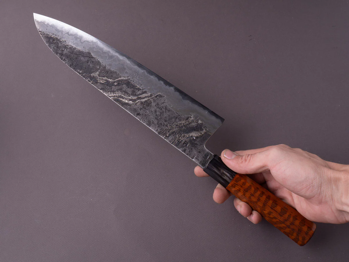 Merion Forge - Wrought Iron x Nickel Damascus - 1.2562 W - 280mm Gyuto - Snakewood Wa Handle - Image 7