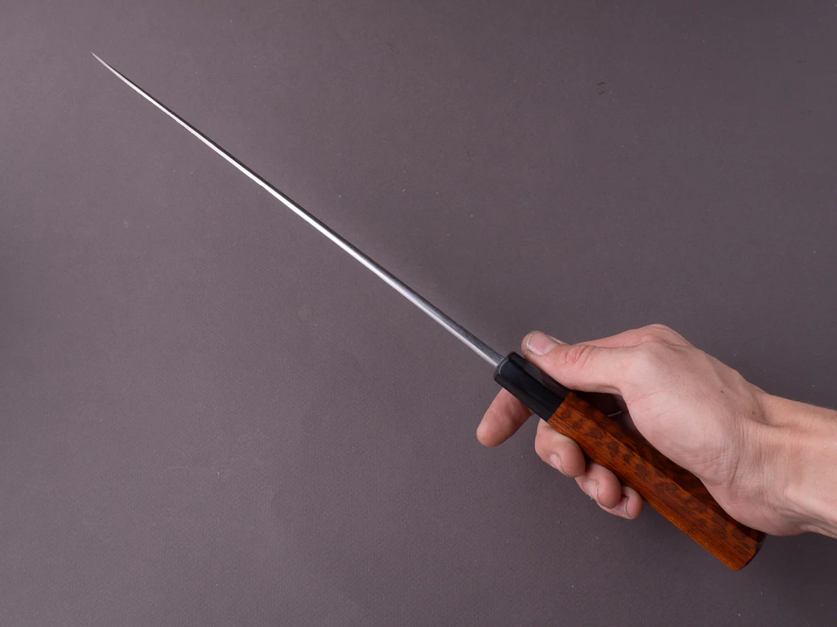 Merion Forge - Wrought Iron x Nickel Damascus - 1.2562 W - 280mm Gyuto - Snakewood Wa Handle - Image 8