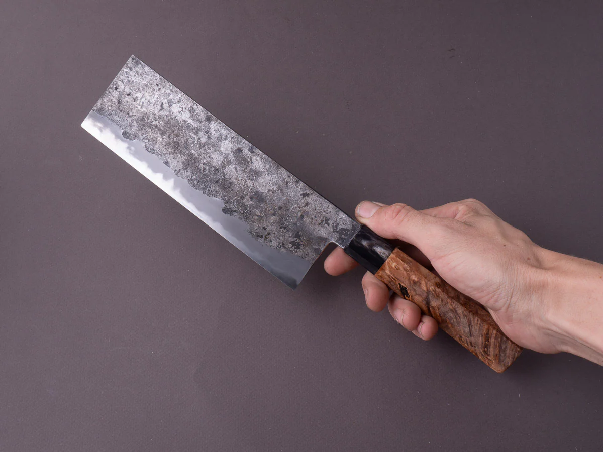 Merion Forge - Wrought Iron - 1.2562 W - 185mm Nakiri - Stabilized Alder Wa Handle - Image 5