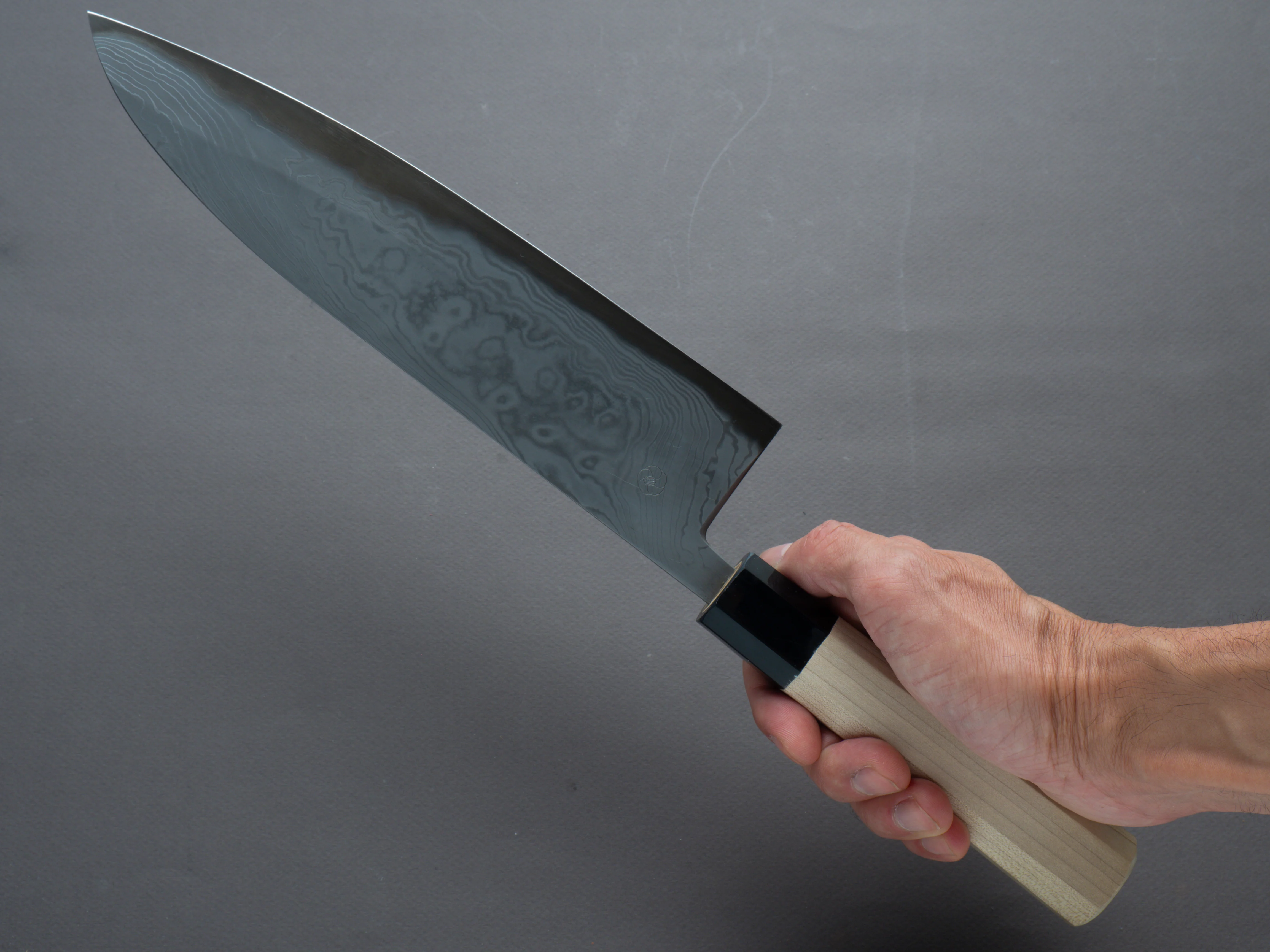 Miyazaki Kajiya - Hineri Damascus - Blue #2 - 240mm - Gyuto - Magnolia Handle - Image 6
