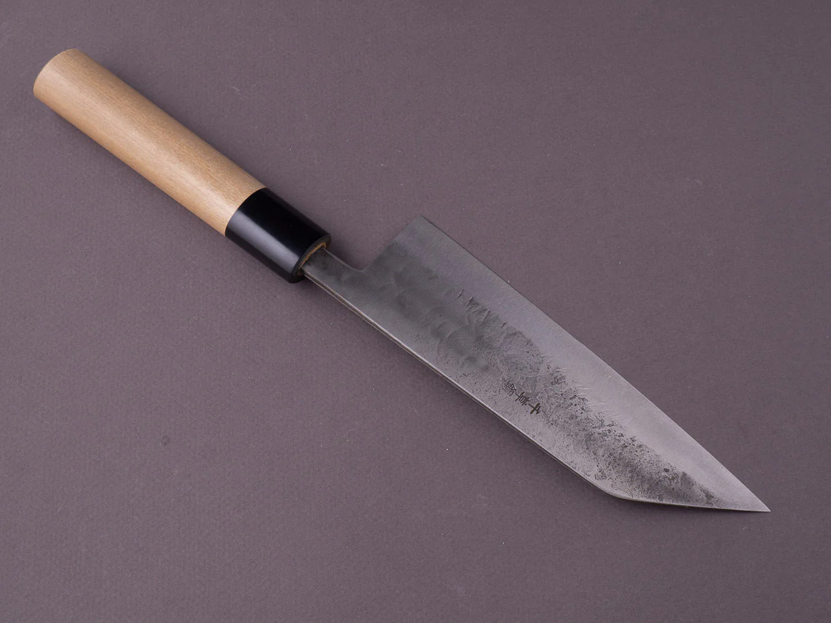 Morihei - Hisamoto - Super Blue - Tsuchime Stainless Clad - 165mm Bunka - Magnolia Handle - Image 2