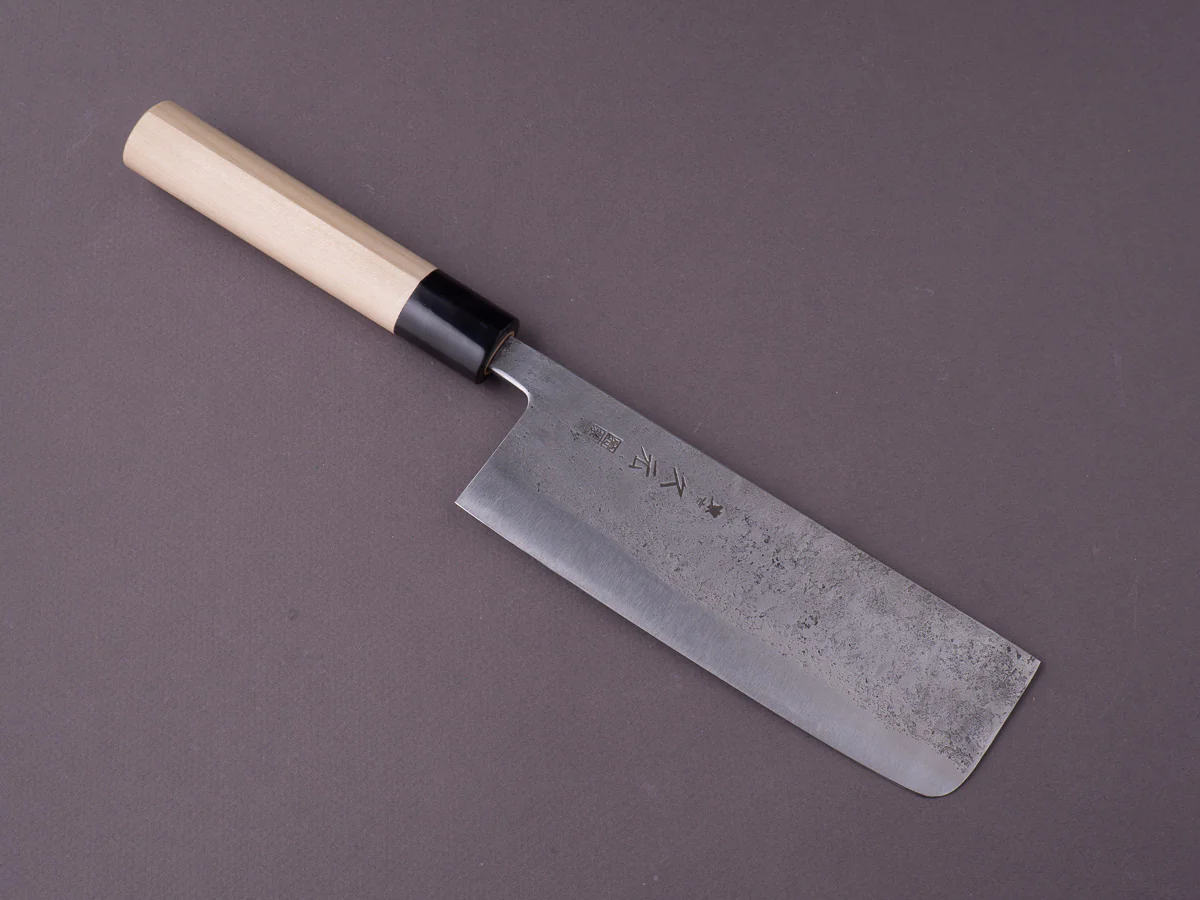 Morihei - Hisamoto - Super Blue - Tsuchime Stainless Clad - 165mm Nakiri - Magnolia Handle