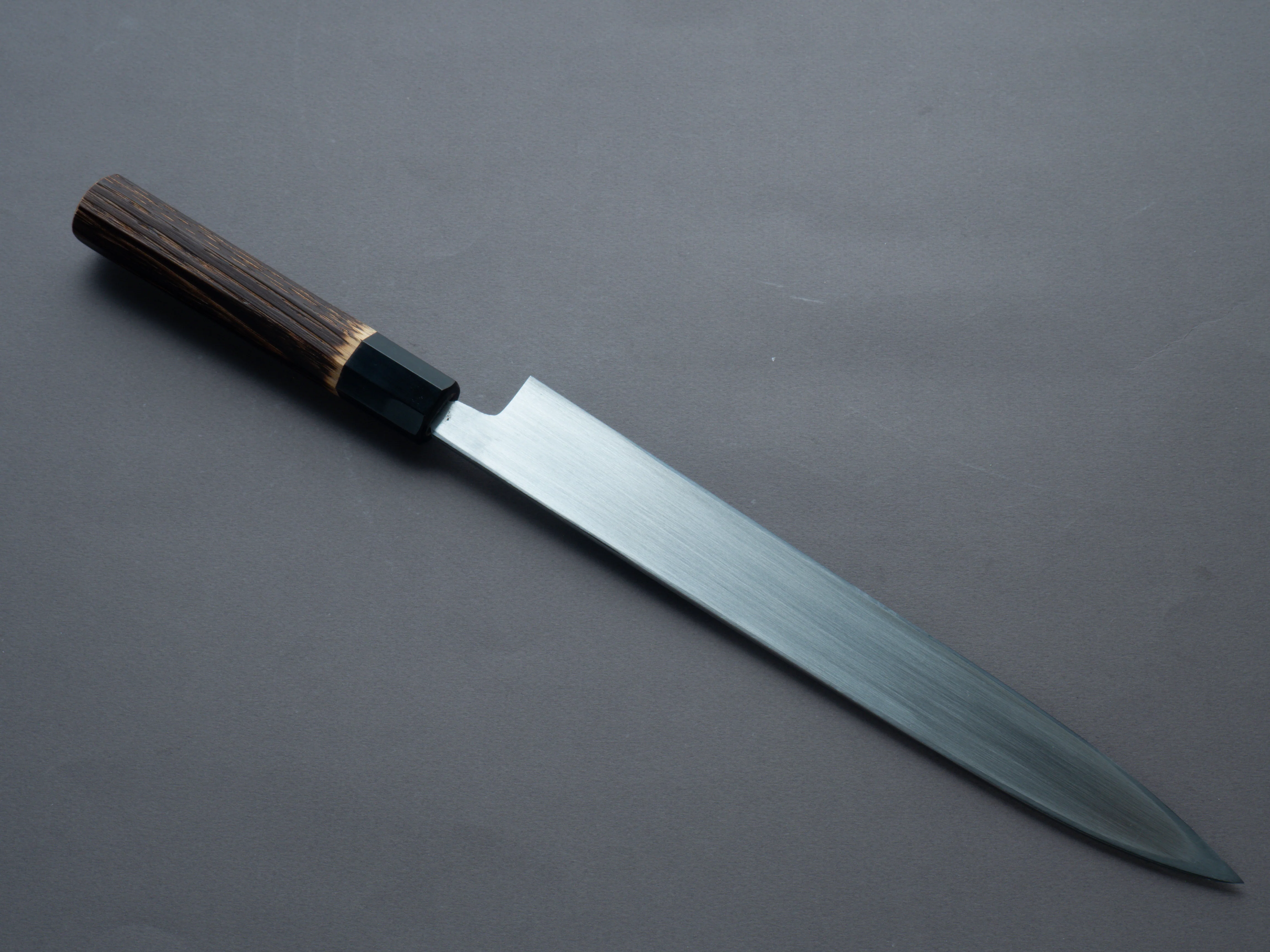 Nakaya Heiji - Semi-Stainless - Migaki - 300mm Yanagiba - Burnt Chestnut Handle - Image 2