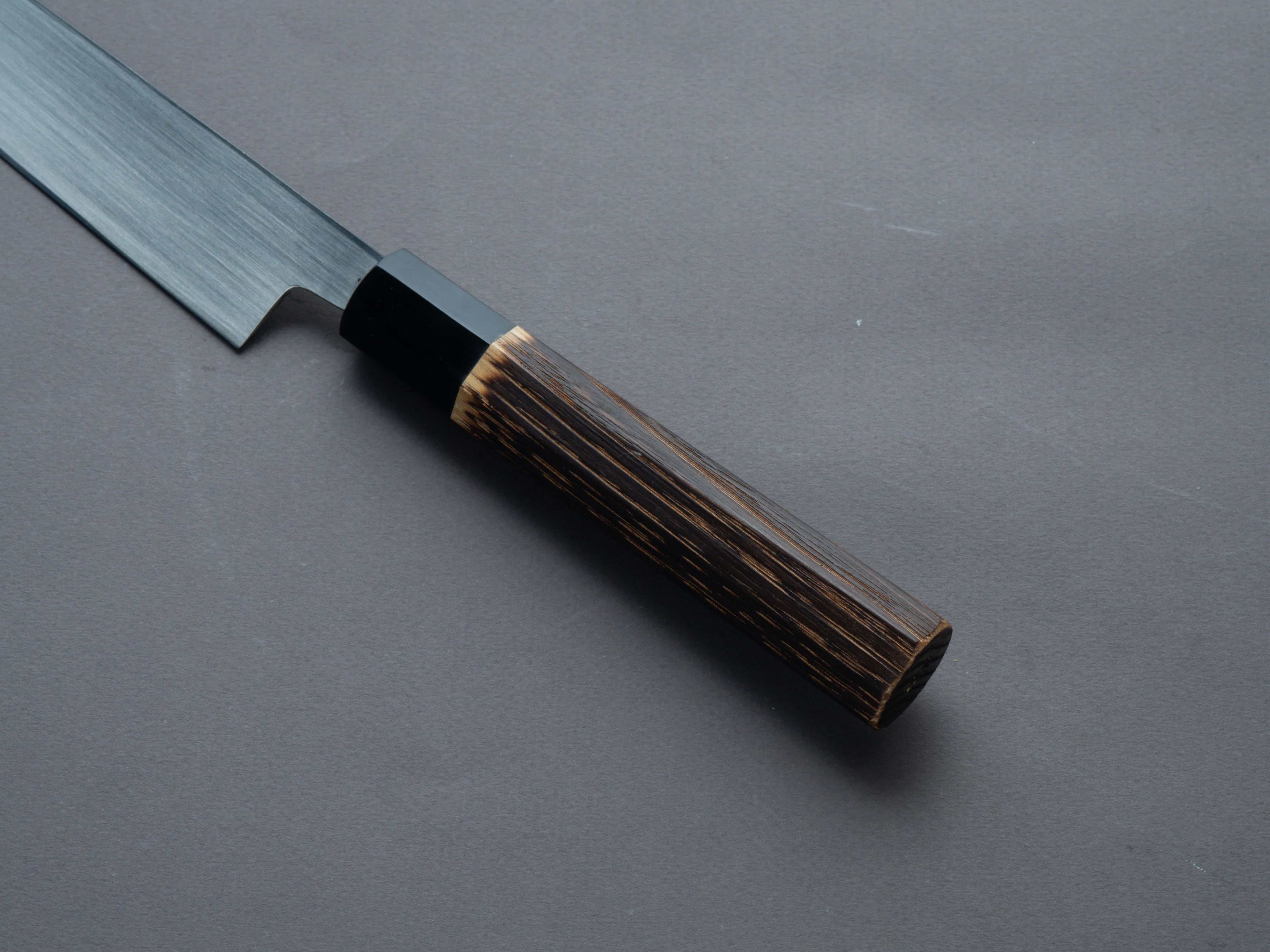 Nakaya Heiji - Semi-Stainless - Migaki - 300mm Yanagiba - Burnt Chestnut Handle - Image 5