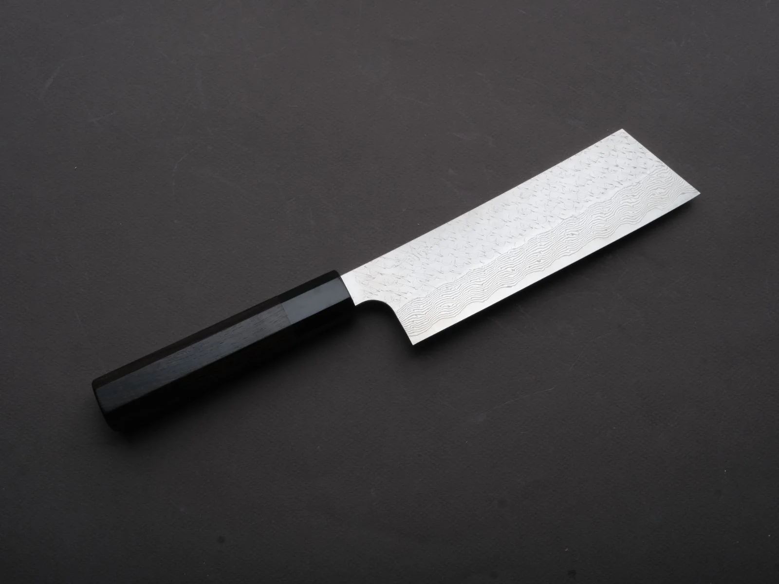 Nigara Hamono - SPG STRIX - Tsuchime Damascus - Nakiri - 180mm - Ebony Handle