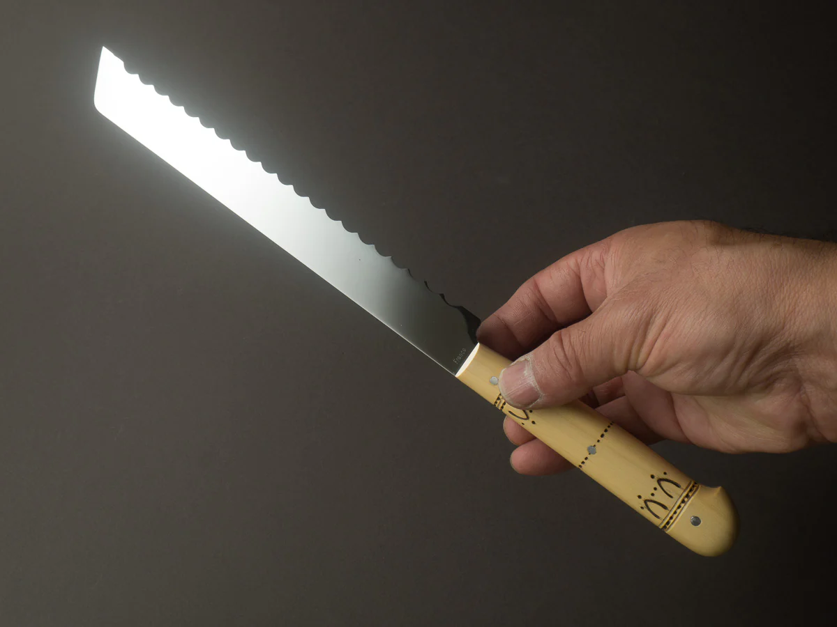 Nontron - Stainless - 7.5" Bread Knife - Boxwood Handle - Mirror Polished - Image 4