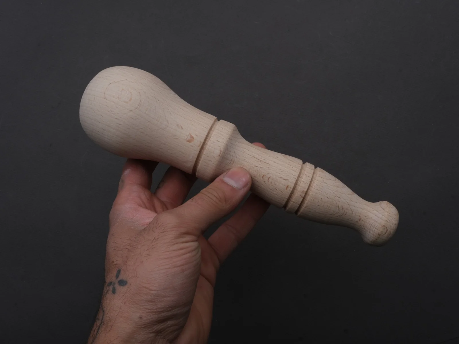Nuova Marmotecnica - "Genovese" Carrara Marble Mortar and Beech Wood Pestle - 6.3" (16cm) - Image 2