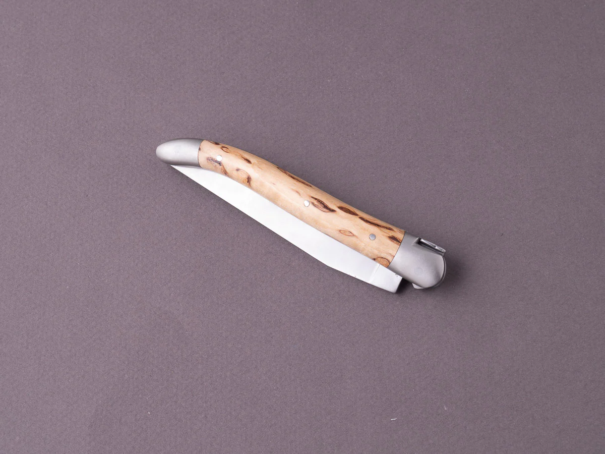 Forge de Laguiole - 110mm Folding Knife - Spring Lock - Norwegian Curly Birch & Stainless Bolsters - Image 3