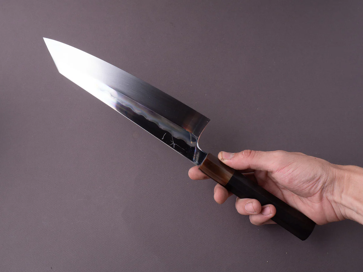 Hitohira - Togashi - Notaremon - White #1 Mizu Honyaki - 240mm Kiritsuke Gyuto - Taihei Ebony Handle - Saya (#69) - Image 8