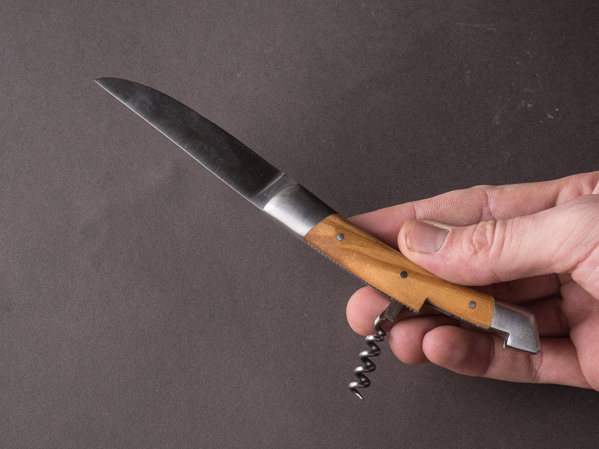 R. Chazeau - Le Thiers Inox - 11cm Folding Knife - Spring Lock - Olive Handle w/ Worm - Image 10