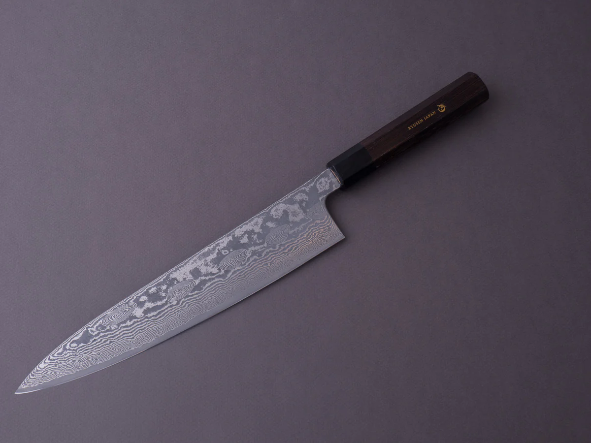 RYUSEN - BONTEN UNRYU WA - VG10 Damascus - 240mm Gyuto - Wenge Handle - Image 11