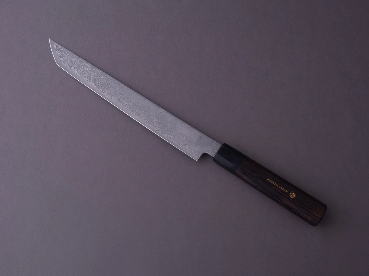 RYUSEN - BONTEN UNRYU WA - VG10 Damascus - Kengata Sujihiki - 240mm - Wenge Handle - Image 12