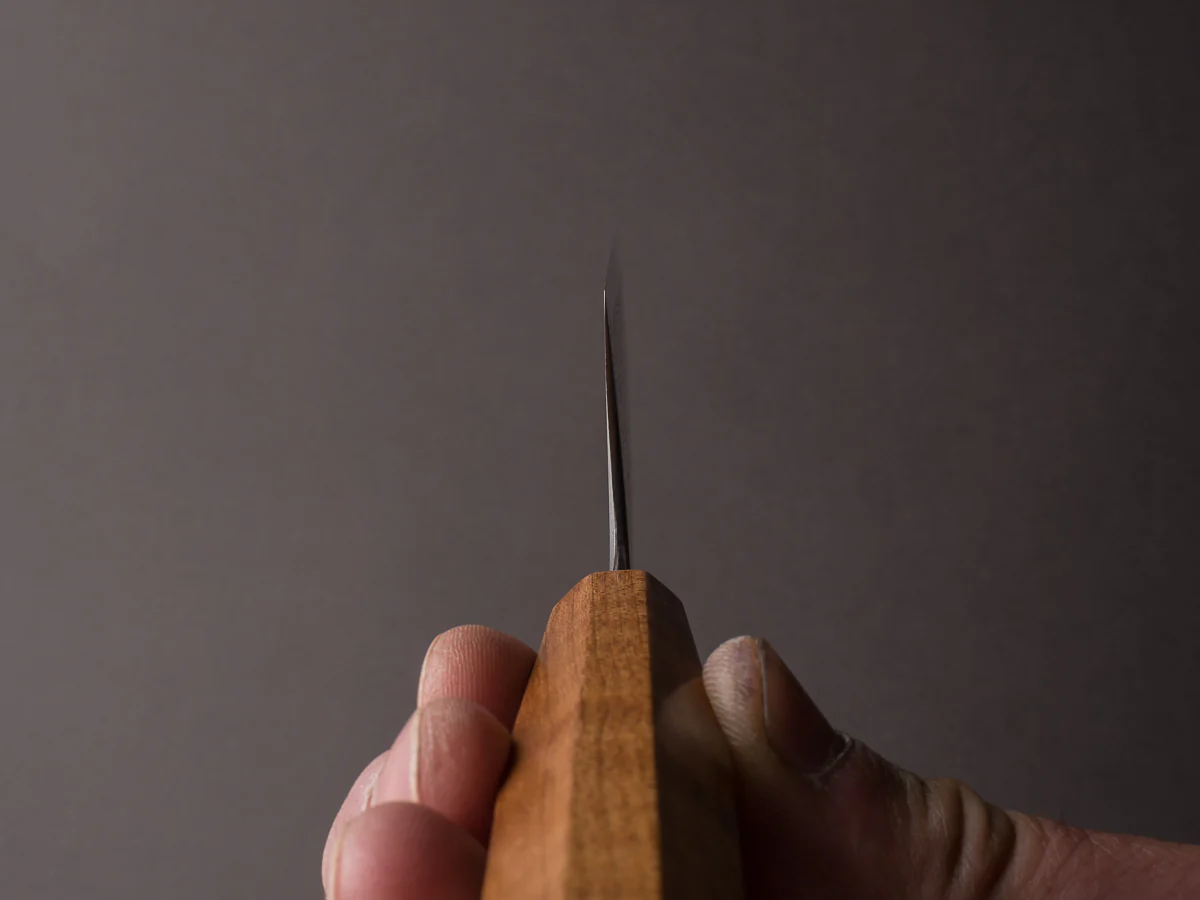 RYUSEN - FUKAKURYU - ATS314 Damascus - 210mm Kiritsuke Gyuto - Mono Curly Maple Handle - Image 9