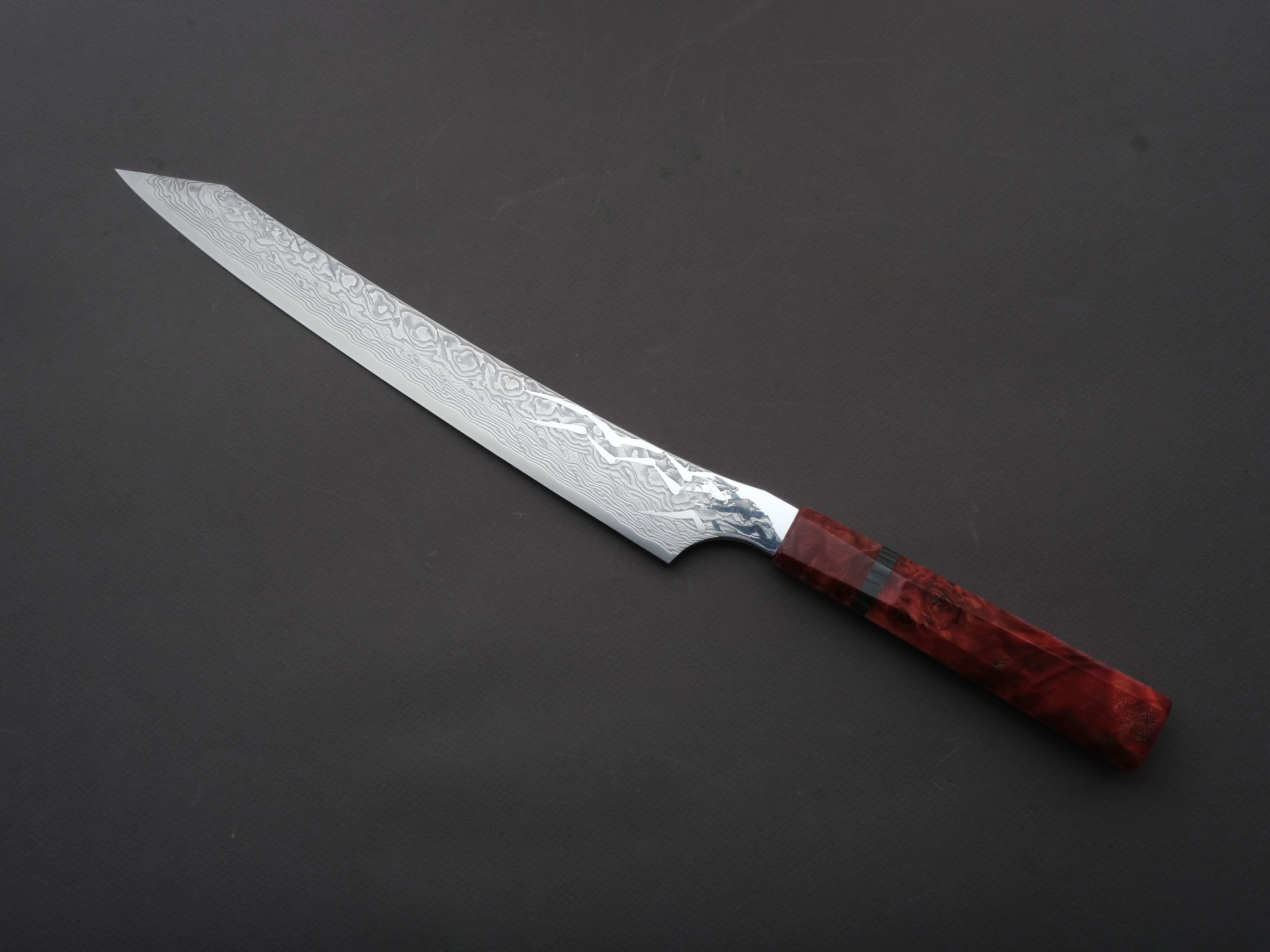 Ryusen - GURENHIRYU KAI - SPG STRIX - Nickel Damascus - Sujihiki - 260mm - Poplar Handle - Image 2