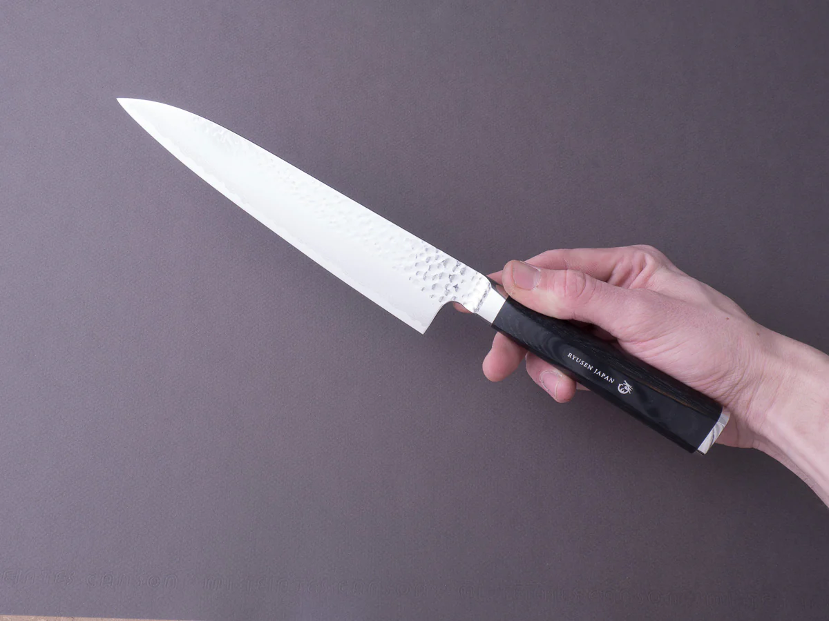 RYUSEN - TANGANRYU - VG10 - Tsuchime Damascus - Gyuto - 210mm - Micarta Handle - Image 5