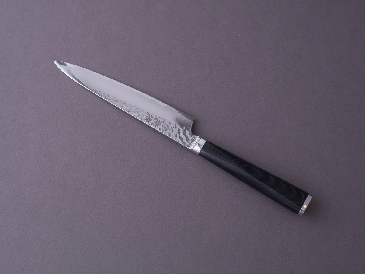 RYUSEN - TANGANRYU - VG10 - Tsuchime Damascus - Petty - 150mm - Micarta Hybrid Handle - Image 5