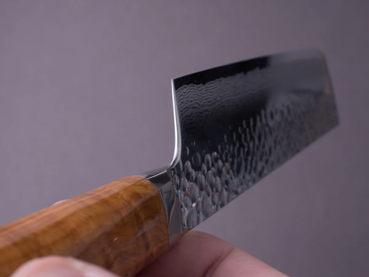 RYUSEN - TANGANRYU - VG10 Tsuchime Damascus - 160mm Nakiri - Maple Hybrid Handle - Image 8