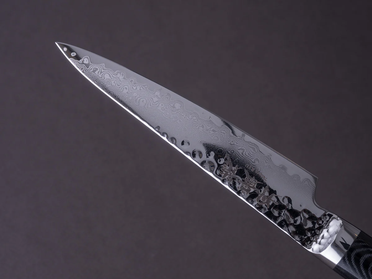 Ryusen - TANGANRYU - VG10 - Tsuchime Damascus - Paring - 105mm - Micarta Hybrid Handle - Image 3