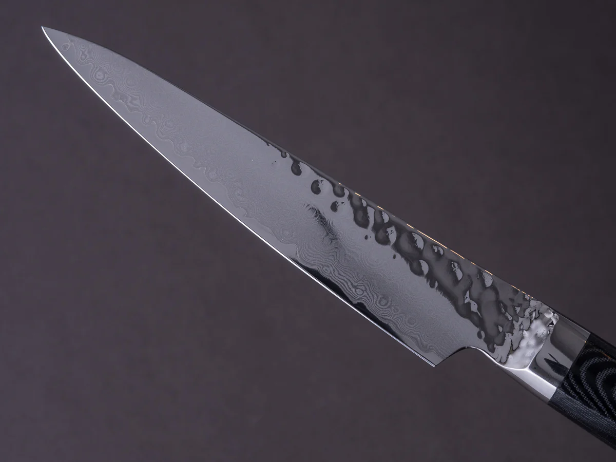 Ryusen - TANGANRYU - VG10 - Tsuchime Damascus - Paring - 105mm - Micarta Hybrid Handle - Image 4