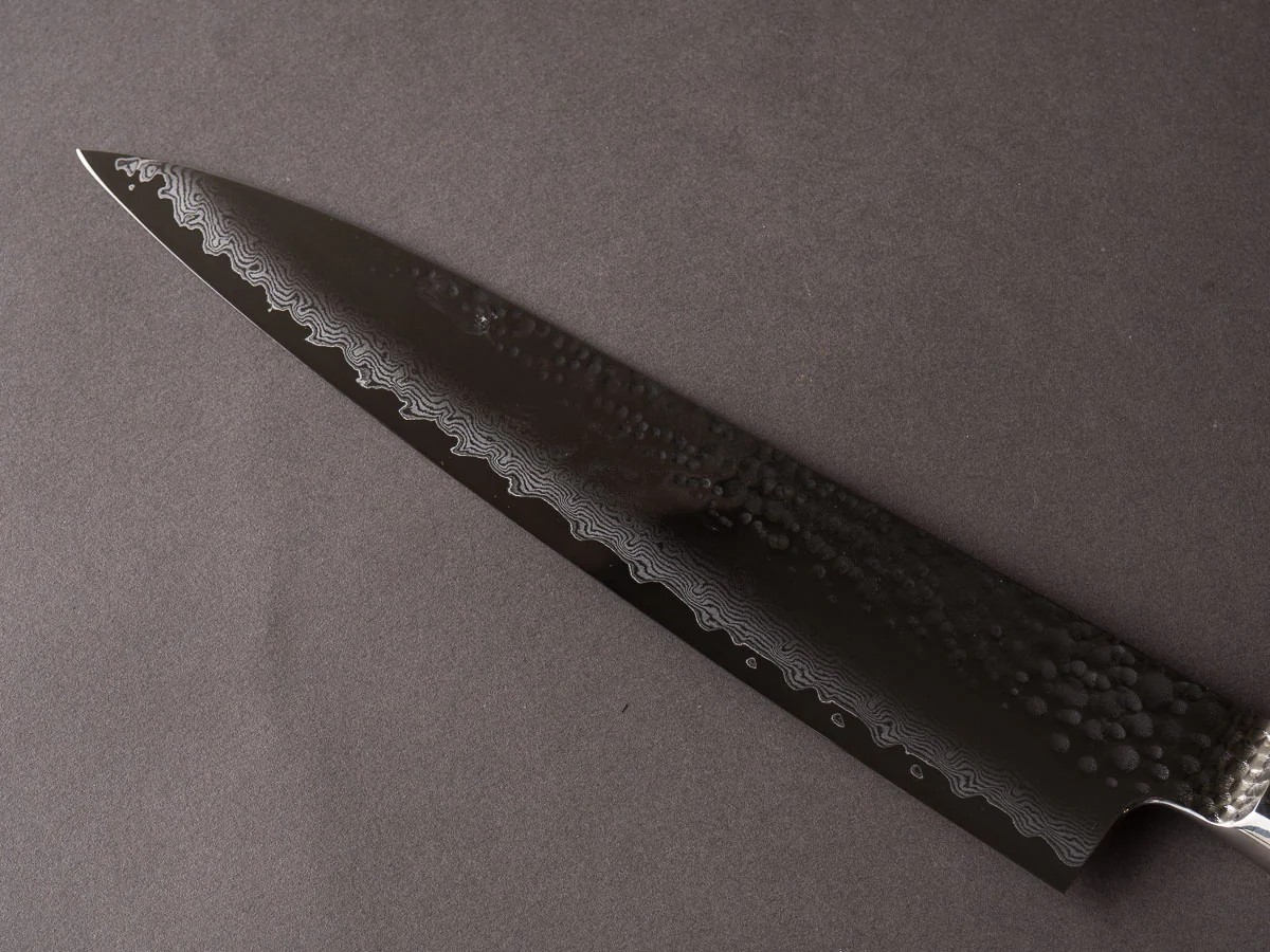 RYUSEN - TANGANRYU -  VG10 Tsuchime Damascus - Gyuto - 240mm - Micarta Hybrid Handle - Image 6