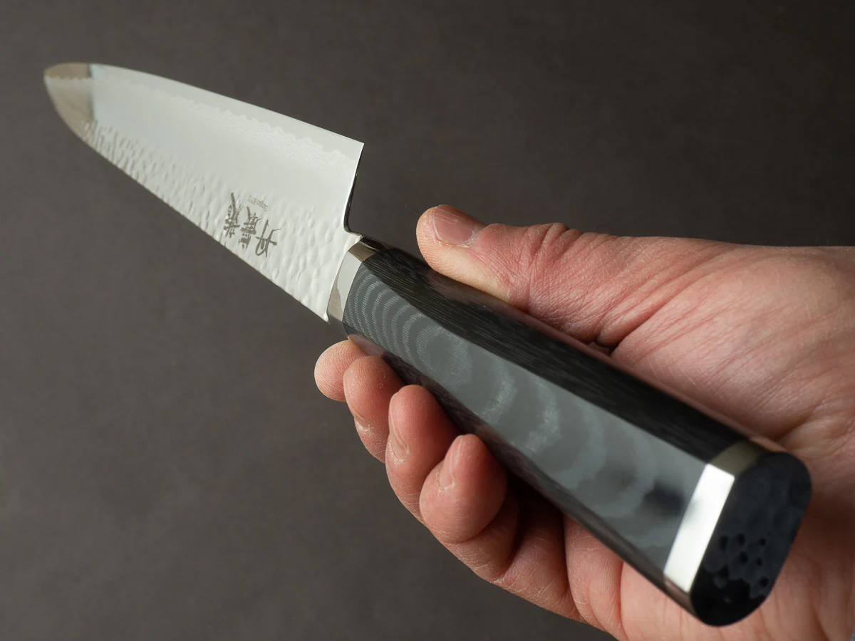 RYUSEN - TANGANRYU - VG10 - Tsuchime Damascus - Sujihiki - 270mm - Micarta Hybrid Handle - Image 9