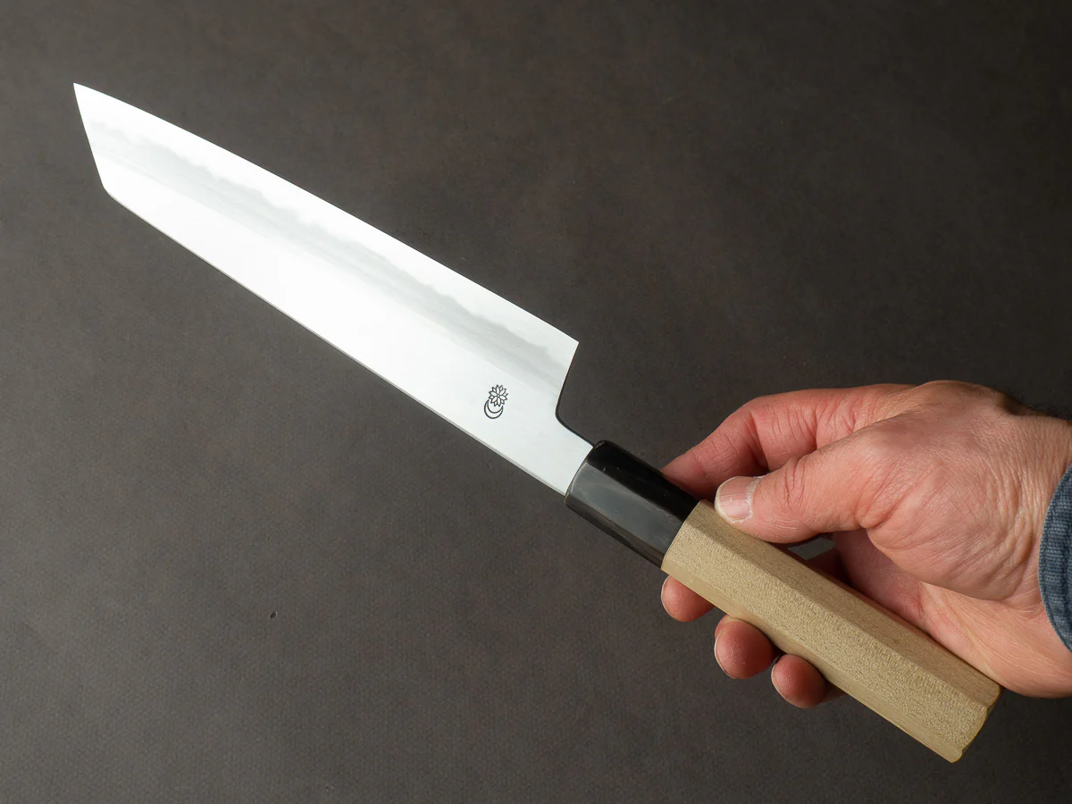 Sakai Kikumori - Kikuzuki Kasumi - White #2 - 210mm Kiritsuke Gyuto - Ho Wood Handle - Image 5