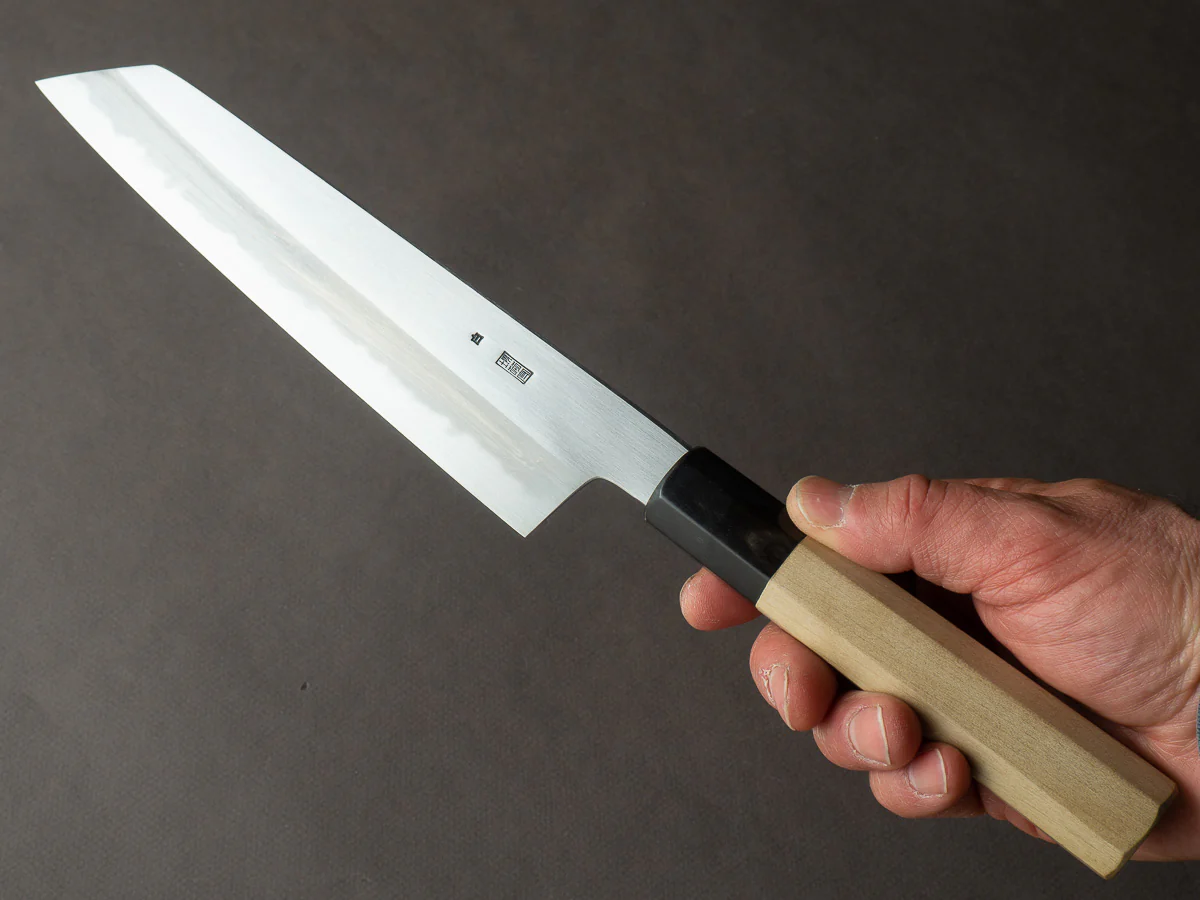 Sakai Kikumori - Kikuzuki Kasumi - White #2 - 210mm Kiritsuke Gyuto - Ho Wood Handle - Image 6