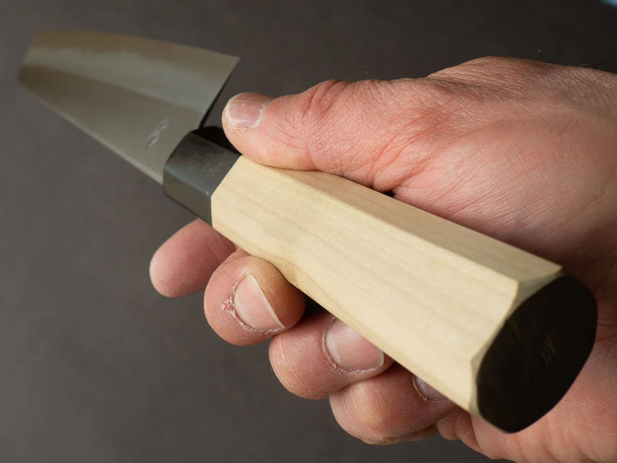 Sakai Kikumori - Kikuzuki Kasumi - White #2 - 240mm Kiritsuke Gyuto - Ho Wood Handle - Image 10