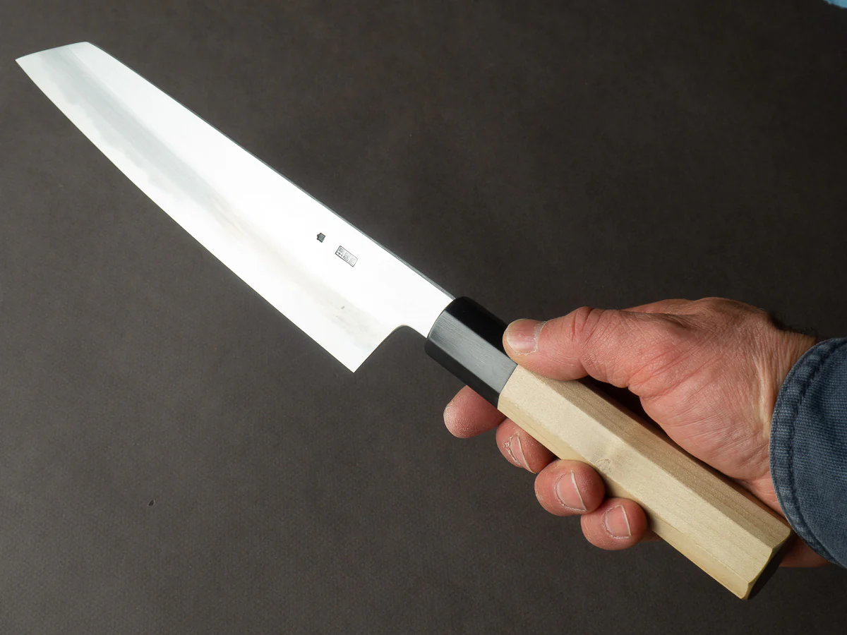 Sakai Kikumori - Kikuzuki Kasumi - White #2 - 240mm Kiritsuke Gyuto - Ho Wood Handle - Image 7