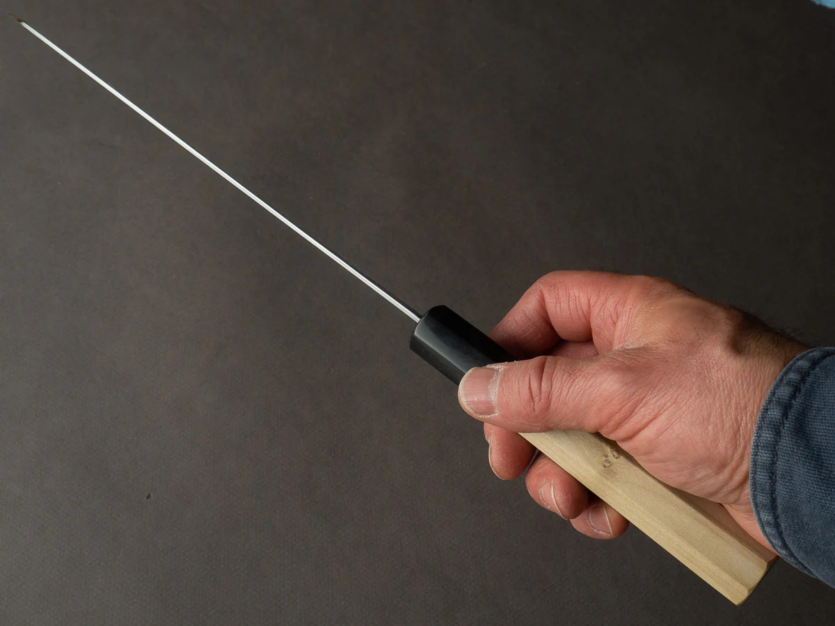 Sakai Kikumori - Kikuzuki Kasumi - White #2 - 240mm Kiritsuke Gyuto - Ho Wood Handle - Image 8
