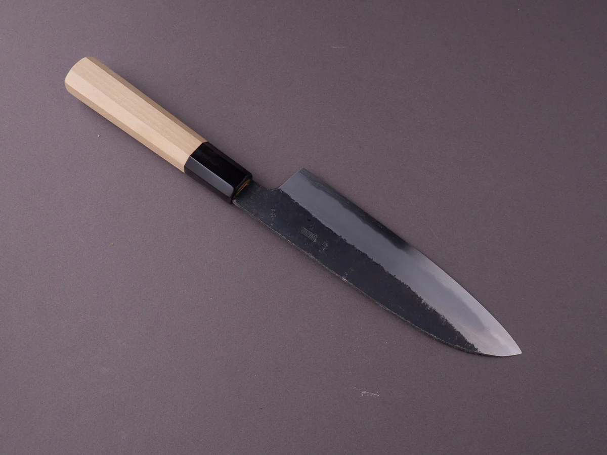 Sakai Kikumori - Kikuzuki Kuro - White #2 - Santoku -180mm - Magnolia Handle - Image 2