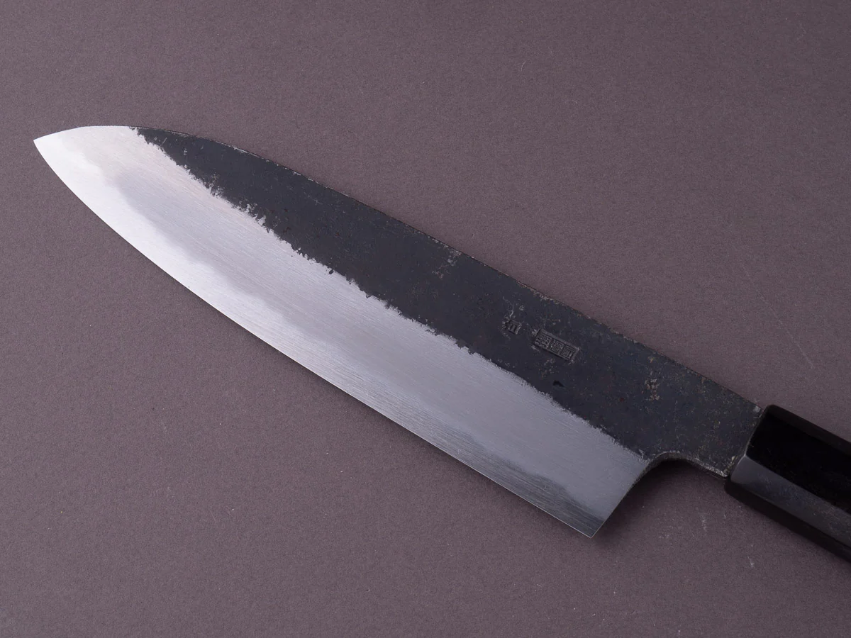 Sakai Kikumori - Kikuzuki Kuro - White #2 - Santoku -180mm - Magnolia Handle - Image 5