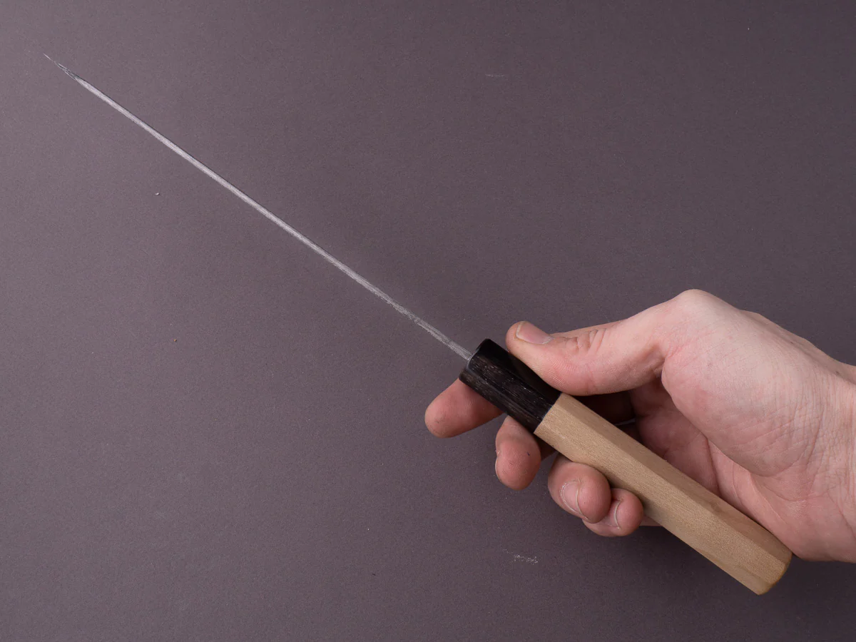 Sakai Kikumori - Kikuzuki Rin - White #2 - Nashiji - Gyuto - 240mm - Magnolia Handle - Image 10