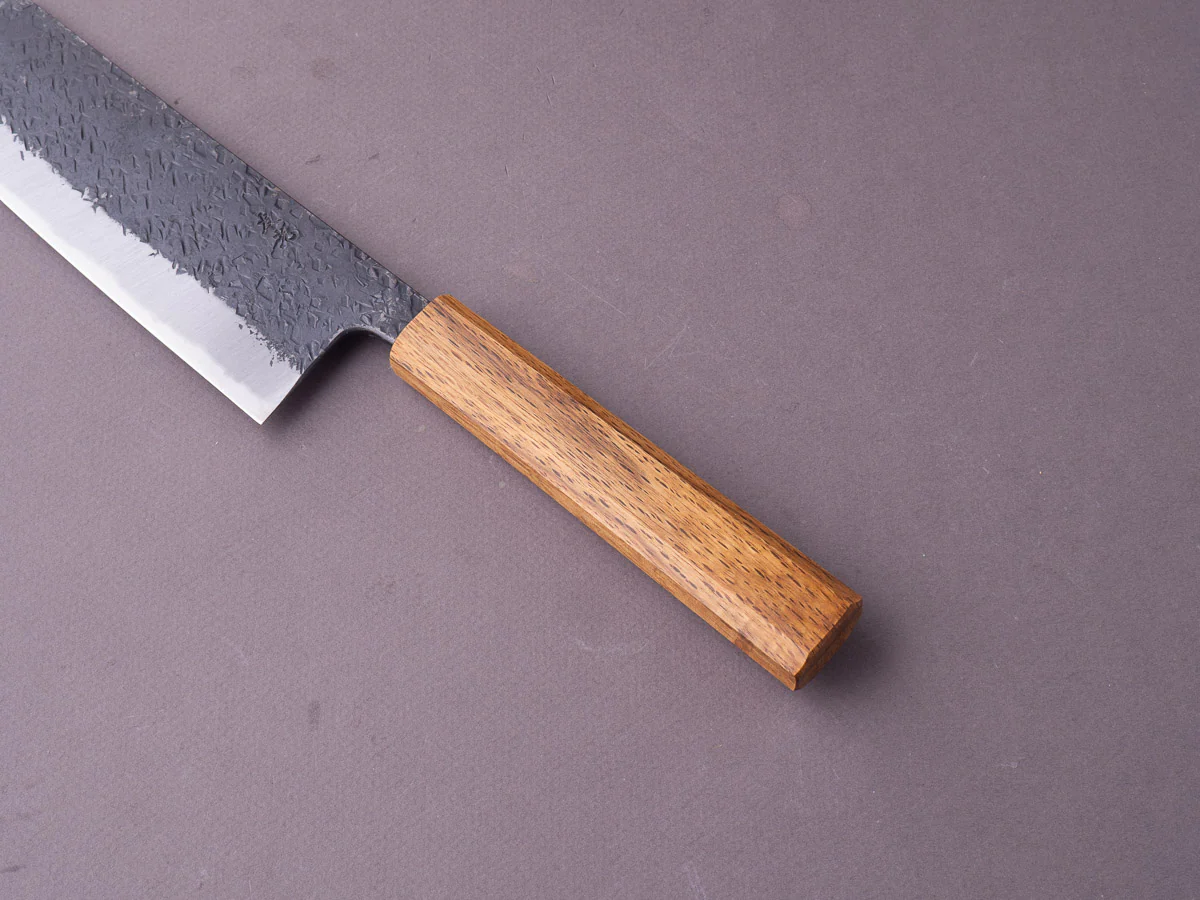 Sakai Kikumori - MK - Blue #2 - Kurouchi Tsuchime - Bunka - 180mm - Oak Handle - Image 5