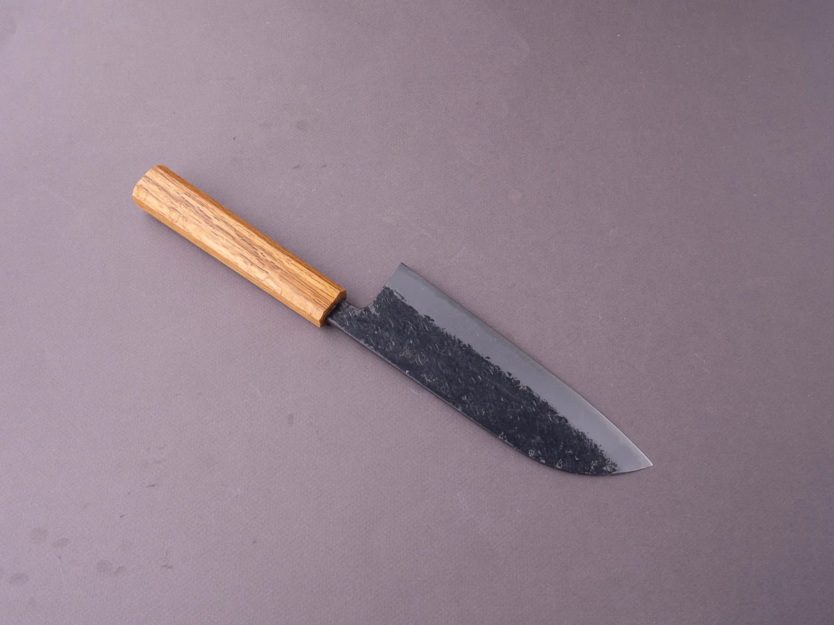 Sakai Kikumori - MK - Blue #2 - Kurouchi Tsuchime - Santoku - 170mm - Oak Handle - Image 2
