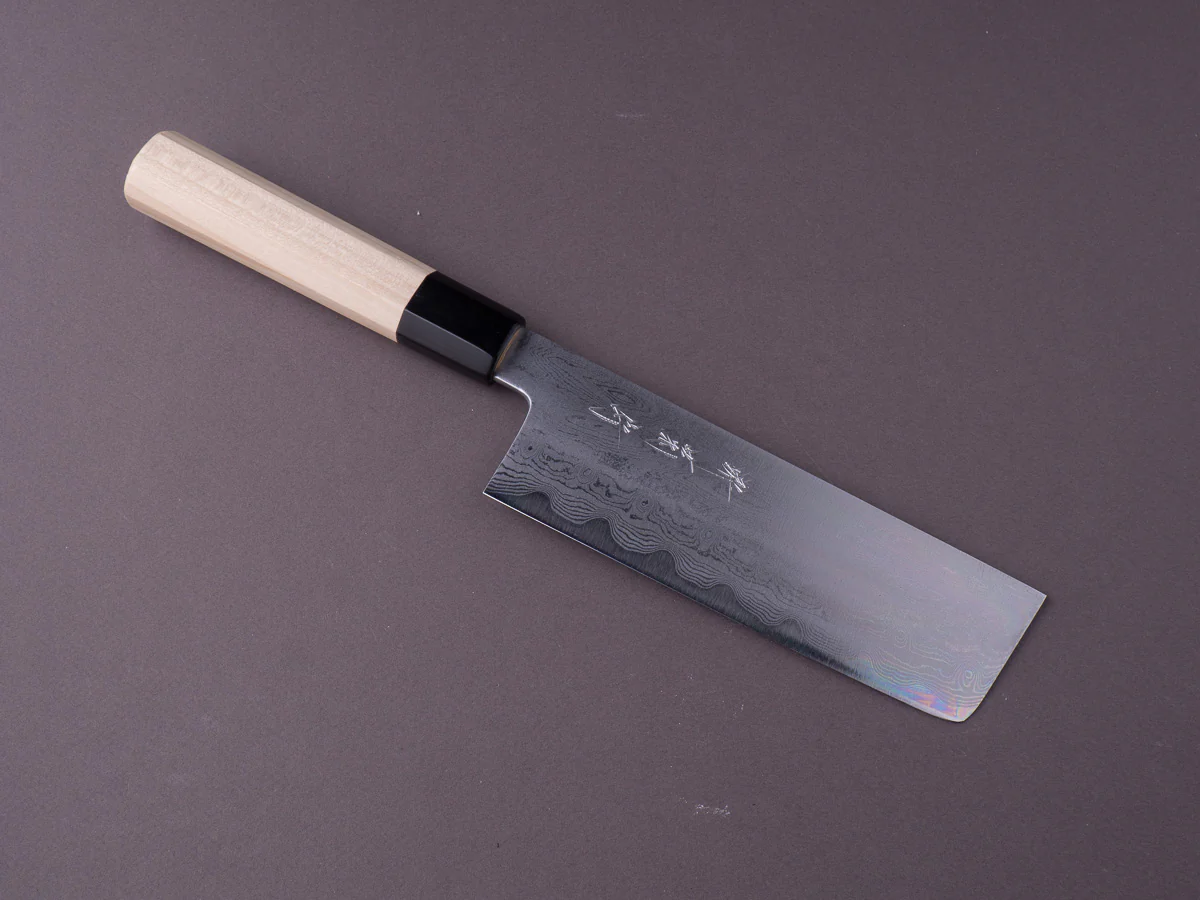 Sakai Kikumori - Nakagawa - Blue #1 Damascus - 170mm Nakiri - Magnolia Handle