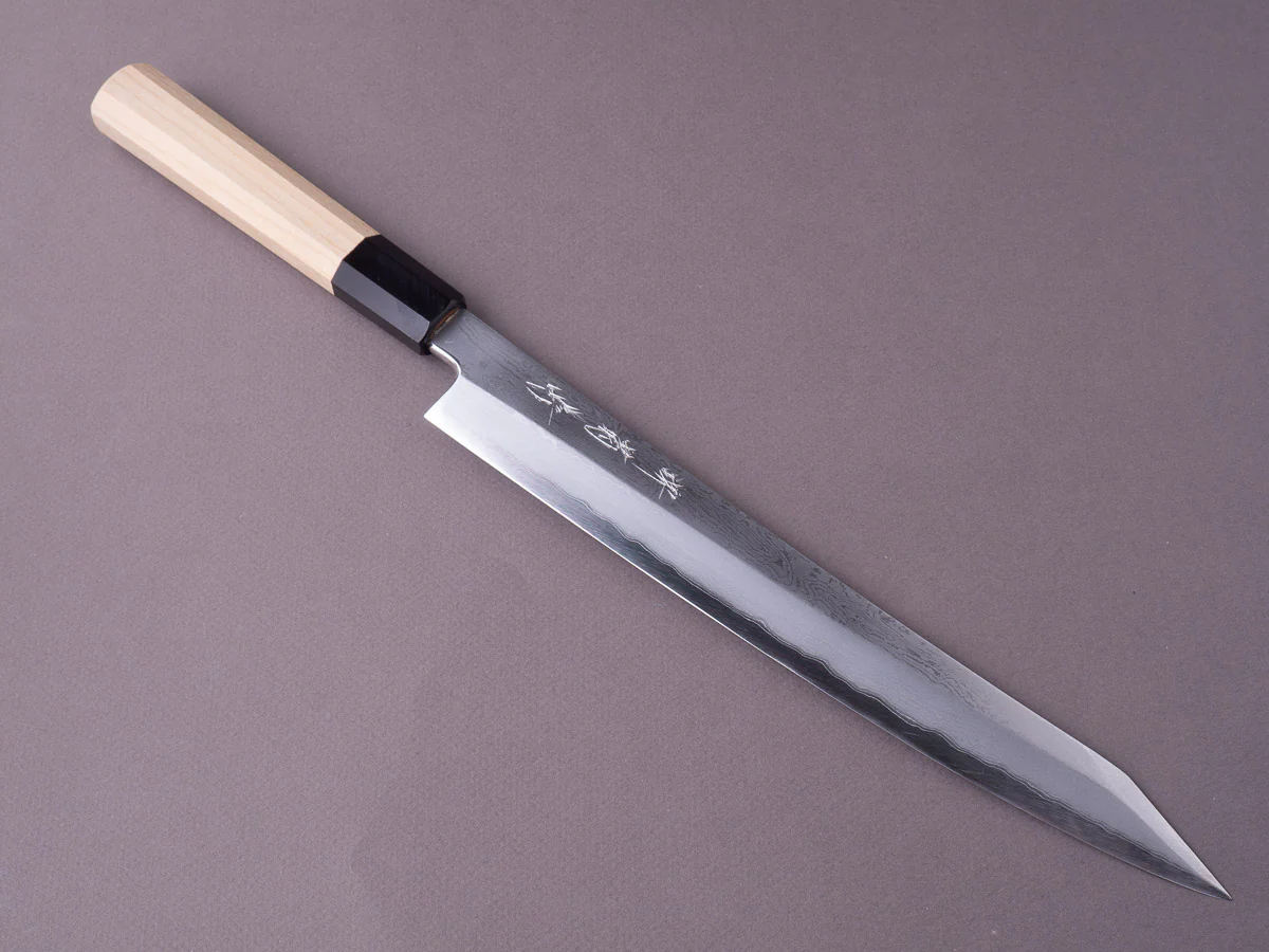 Sakai Kikumori - Nakagawa VG10 Damascus - 270mm Kiritsuke Yanagiba - Magnolia Handle