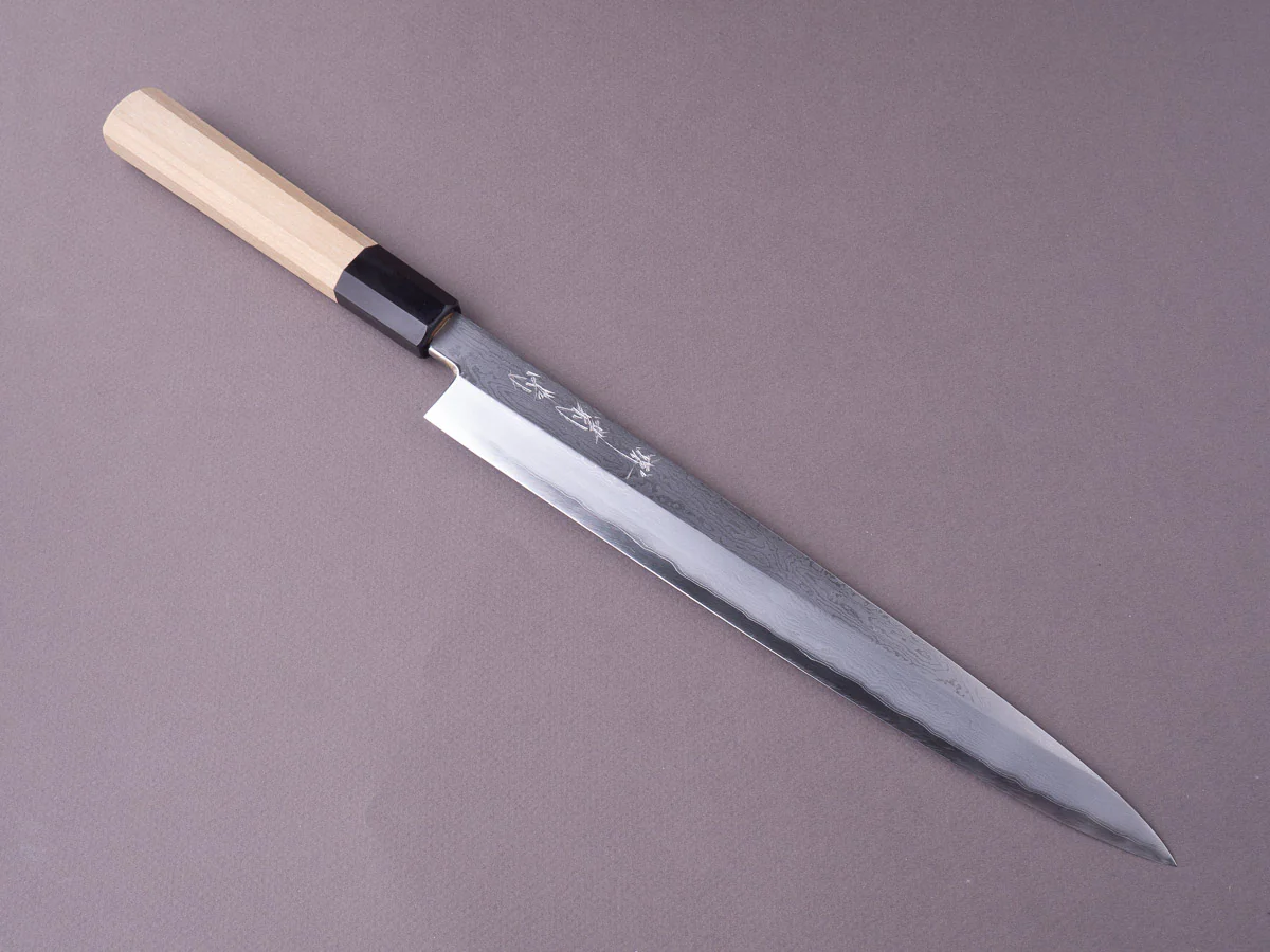 Sakai Kikumori - Nakagawa VG10 Damascus - 270mm Yanagiba - Magnolia Handle