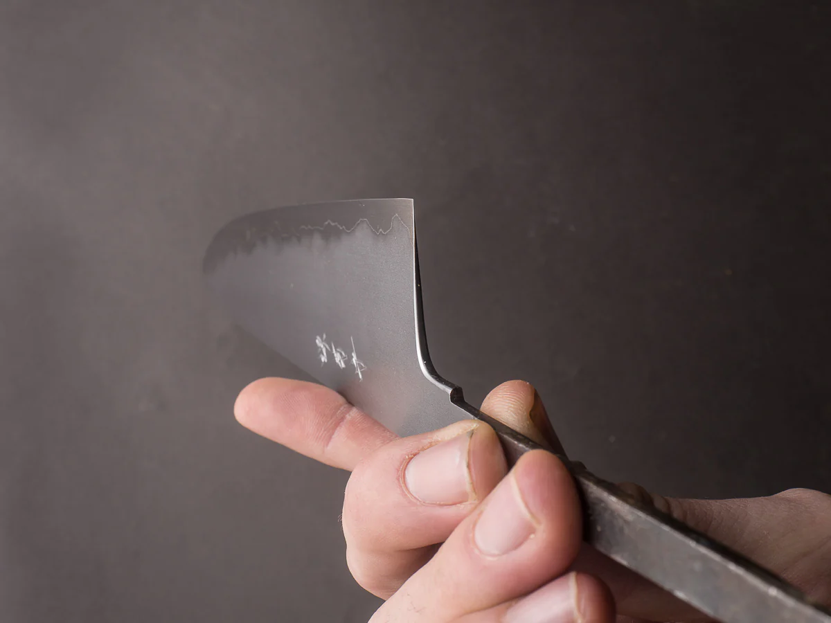 Sakai Kikumori - Tanaka Limited - Aogami Super - So-Bokashi - 270mm Gyuto - No Handle - Tanaka Signed & Dated Tang - Image 8
