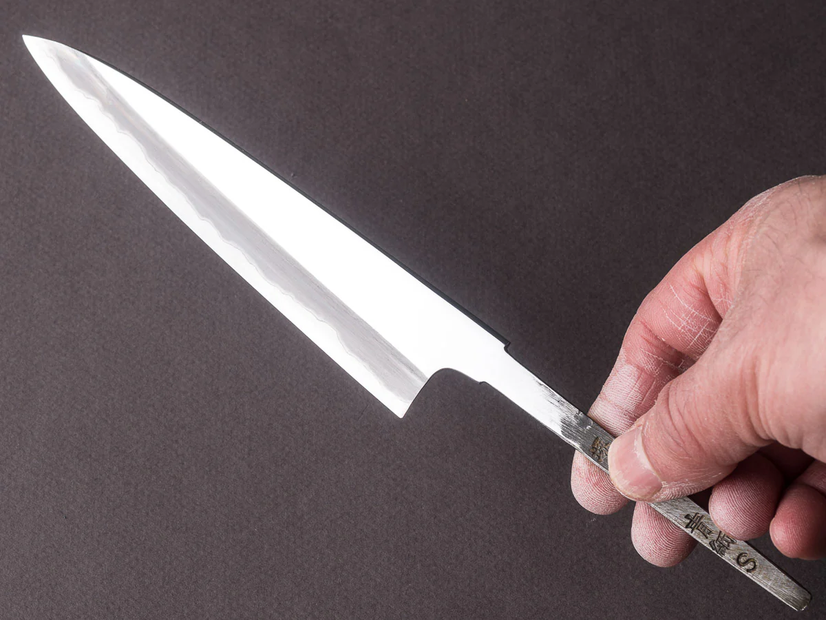 Sakai Kikumori - Super Blue - Mirror Polished - 150mm Petty - No Handle - Tanaka Signed & Dated - Image 6