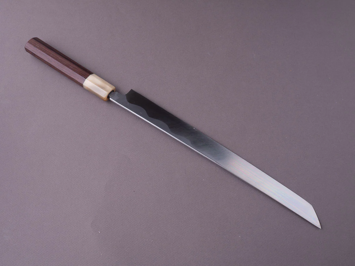 Sakai Kikumori - Super Blue - Kasumi - 300mm Sakimaru Takobiki - Rosewood & Blonde Horn Handle - Image 2