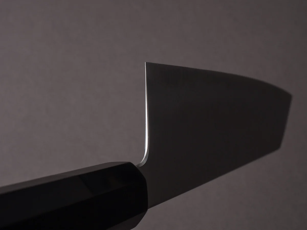 Sakai Kikumori - Yugiri - Tanaka - Stainless Clad Blue #1 - 225mm Kiritsuke Gyuto - Ebony Handle - Image 10