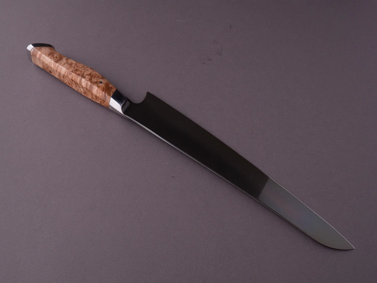 STEELPORT Knife Co. - 52100 Differentially Hardened - 10" Slicer - Integral Bolster Maple Burl Handle - Image 3