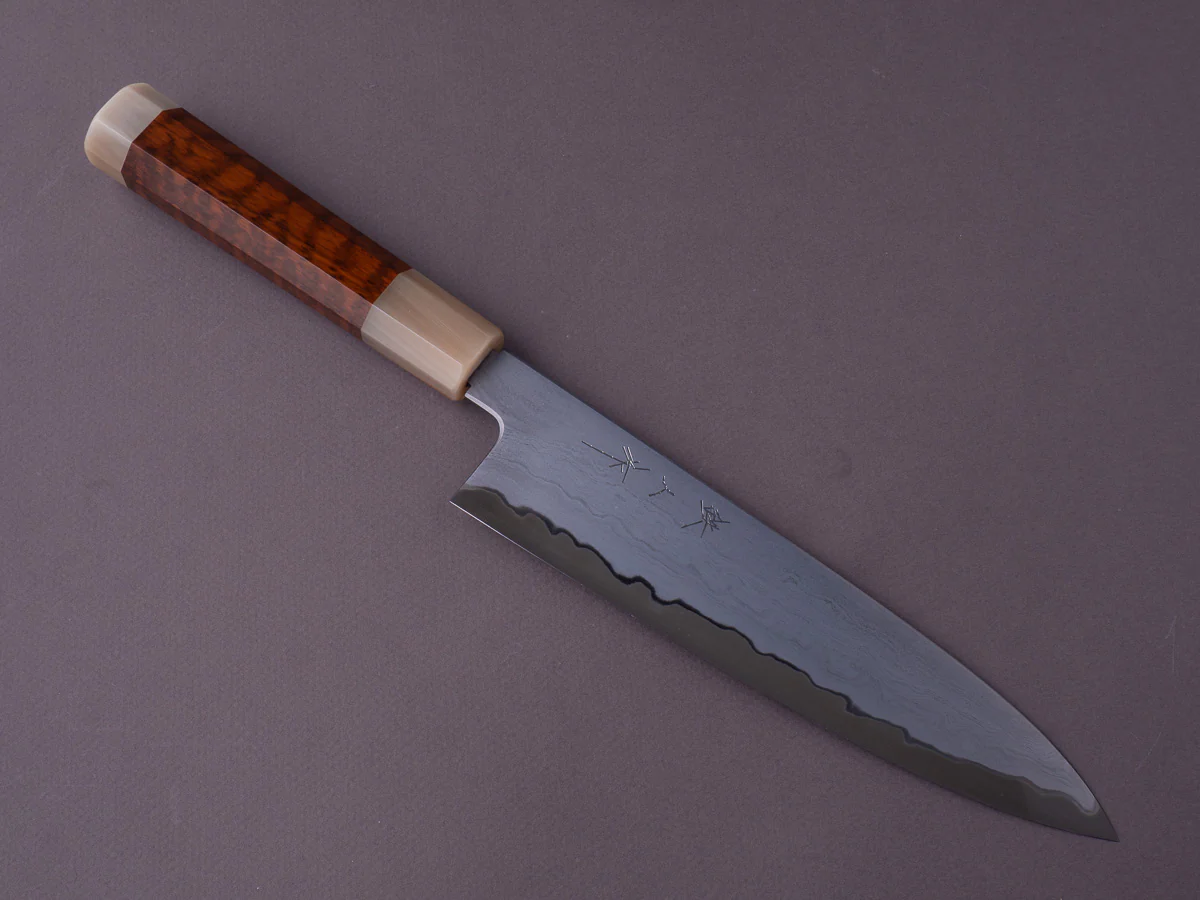Tetsujin - Metal Flow - Blue #2 - 210mm Gyuto - Snakewood Handle w/ Double Blonde Horn